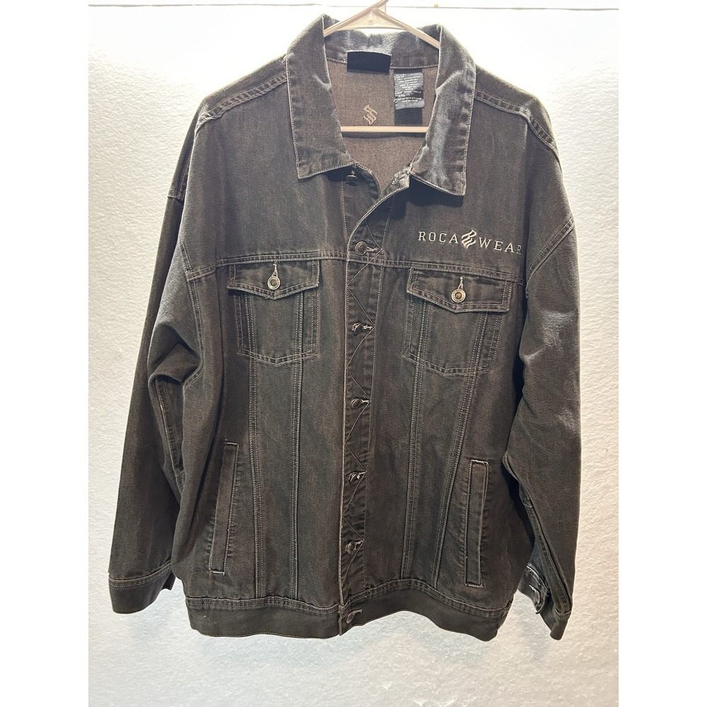 Rocawear All American Denim Industries‎ Dark Wash/Black Denim Jacket Men's 2XL